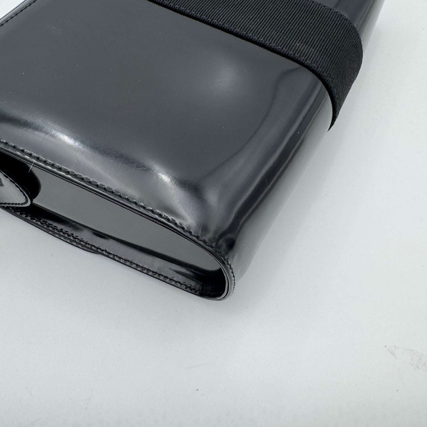 Salvatore Ferragamo Black Patent Leather Vara Bow Shoulder Bag SHW
