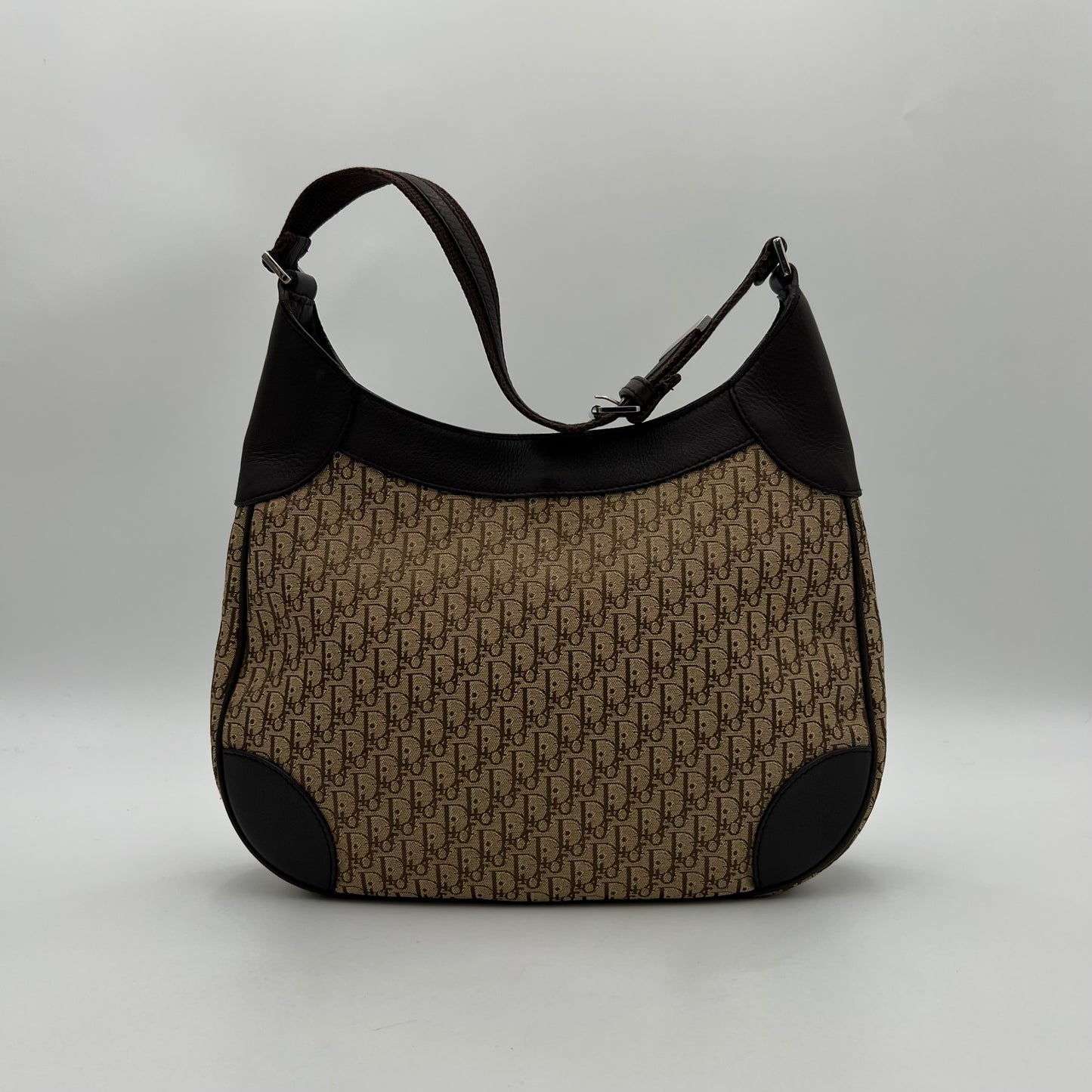 Christian Dior Brown Trotter Canvas and Leather Street Chic Hobo Shoulder Bag
