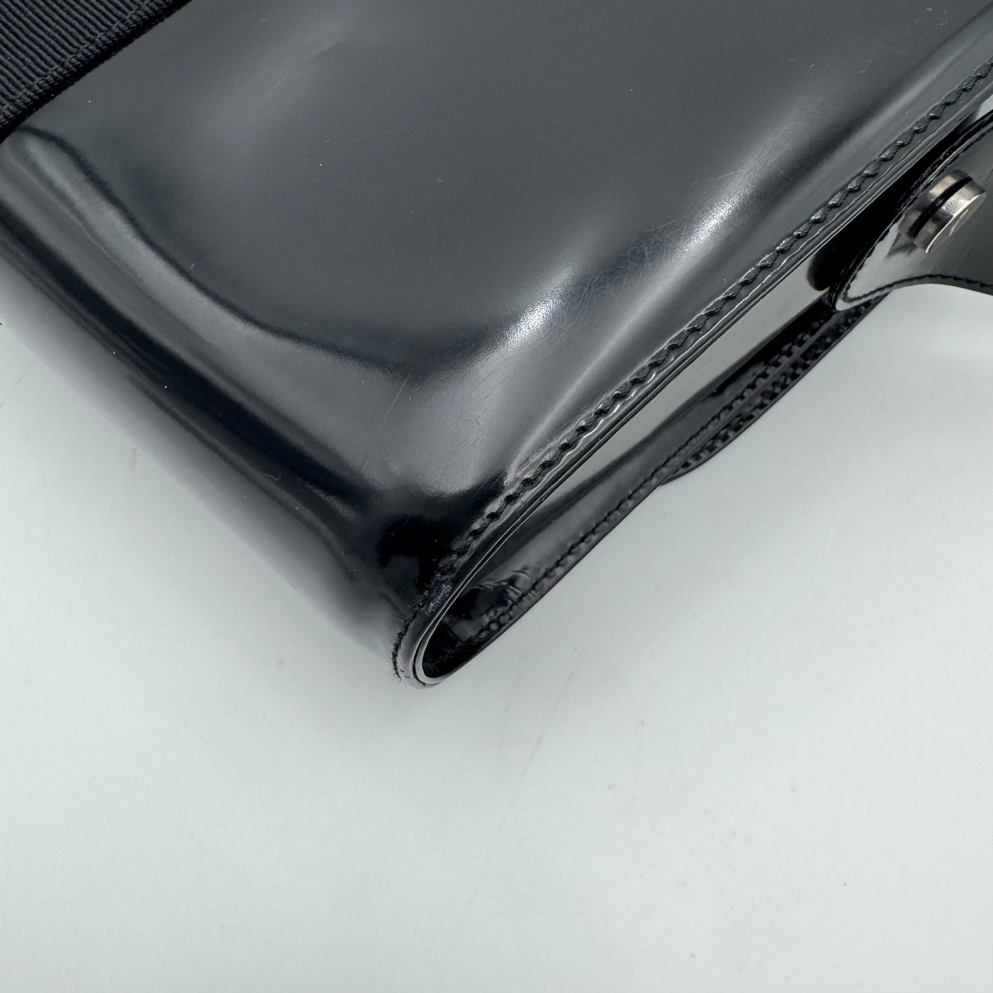 Salvatore Ferragamo Black Patent Leather Vara Bow Shoulder Bag SHW