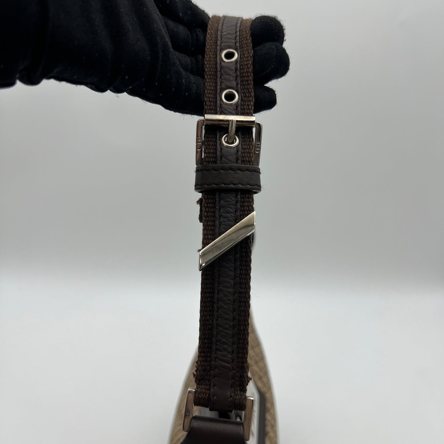 Christian Dior Brown Trotter Canvas and Leather Street Chic Hobo Shoulder Bag