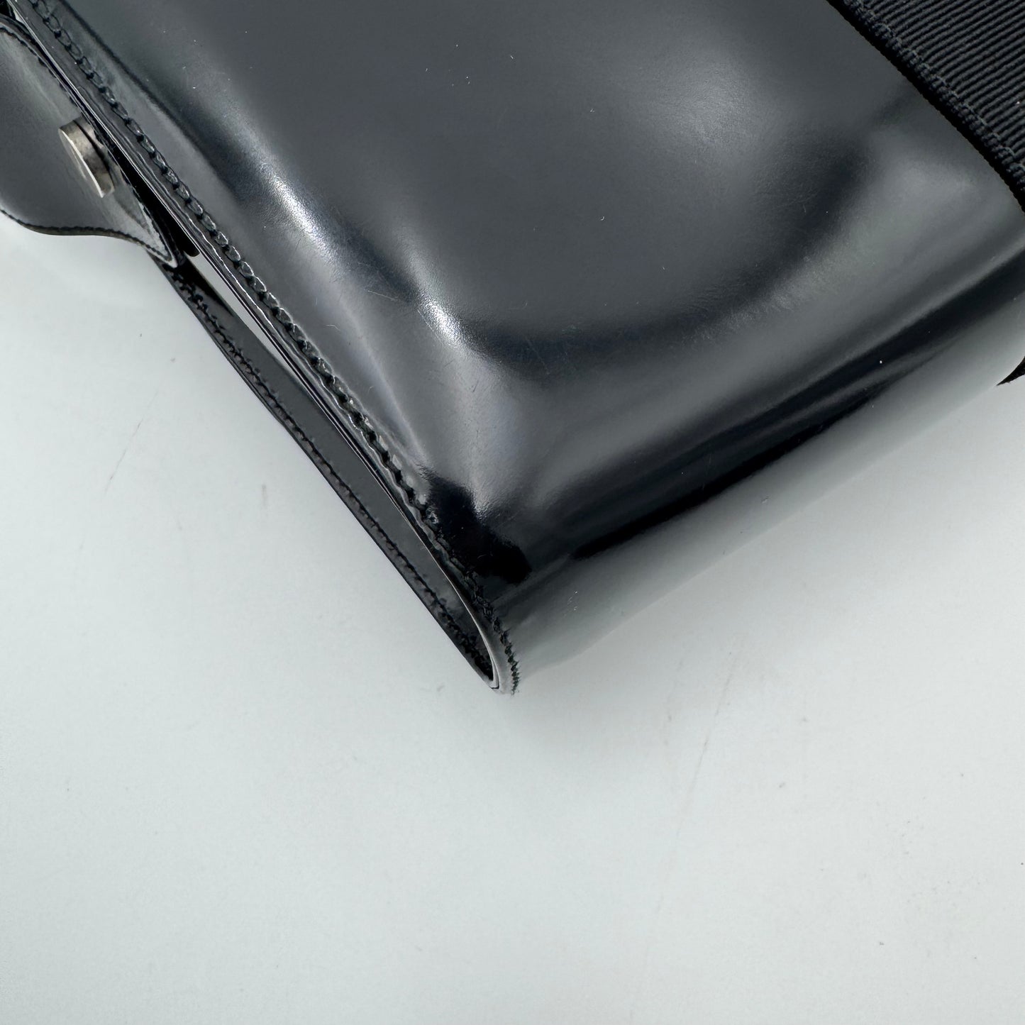 Salvatore Ferragamo Black Patent Leather Vara Bow Shoulder Bag SHW