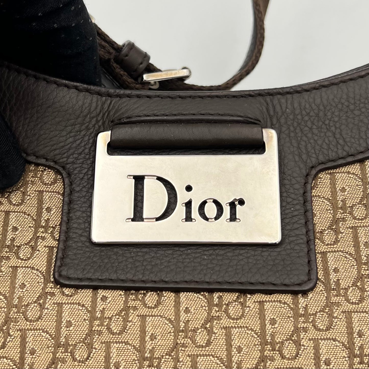 Christian Dior Brown Trotter Canvas and Leather Street Chic Hobo Shoulder Bag