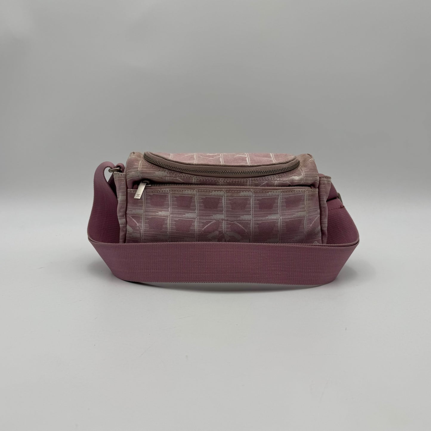 Chanel Pink Travel Line Nylon Vanity Shoulder Sling Bag