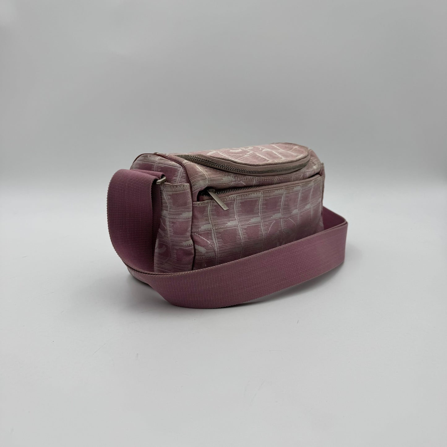 Chanel Pink Travel Line Nylon Vanity Shoulder Sling Bag