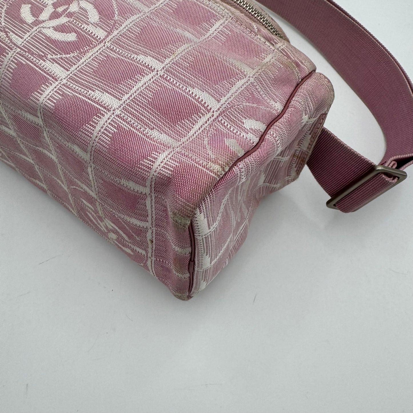 Chanel Pink Travel Line Nylon Vanity Shoulder Sling Bag