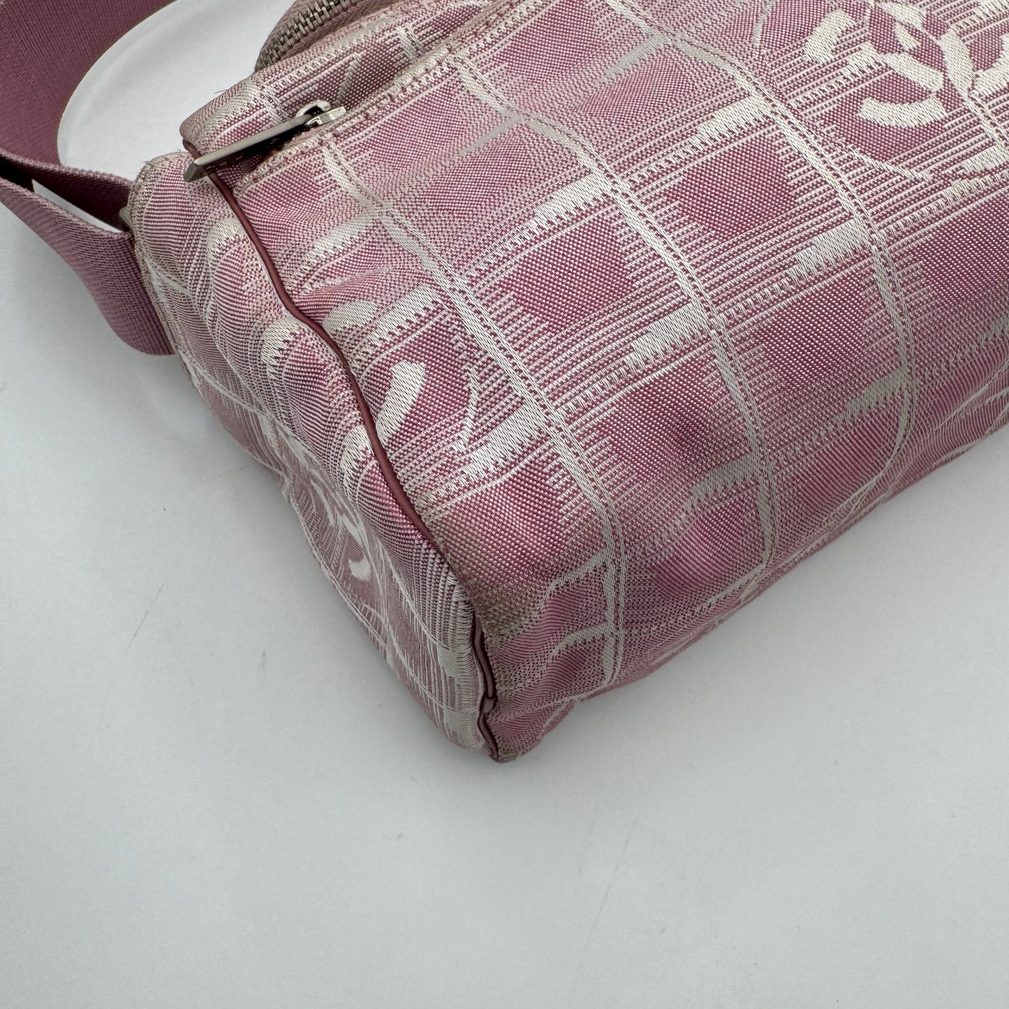 Chanel Pink Travel Line Nylon Vanity Shoulder Sling Bag