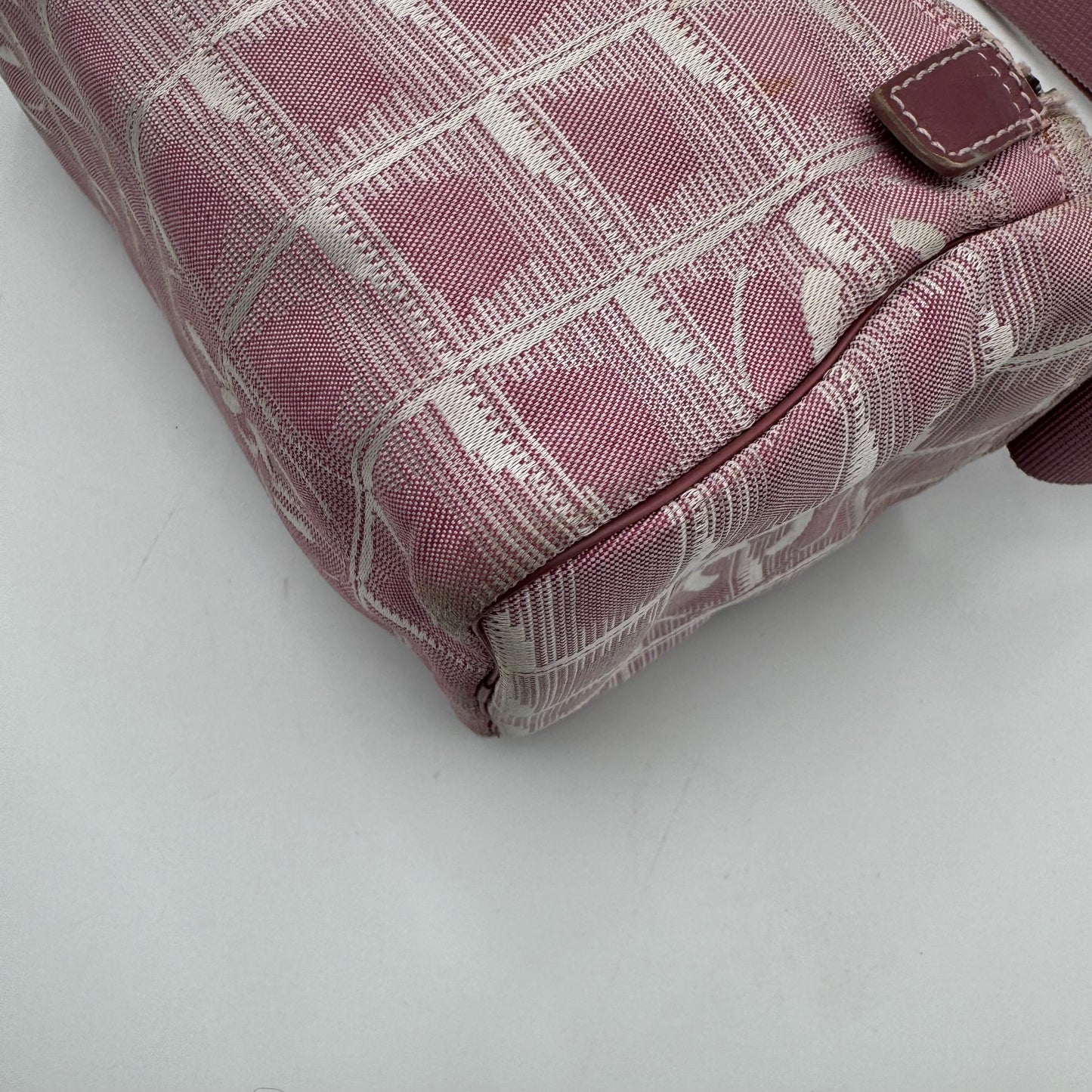 Chanel Pink Travel Line Nylon Vanity Shoulder Sling Bag