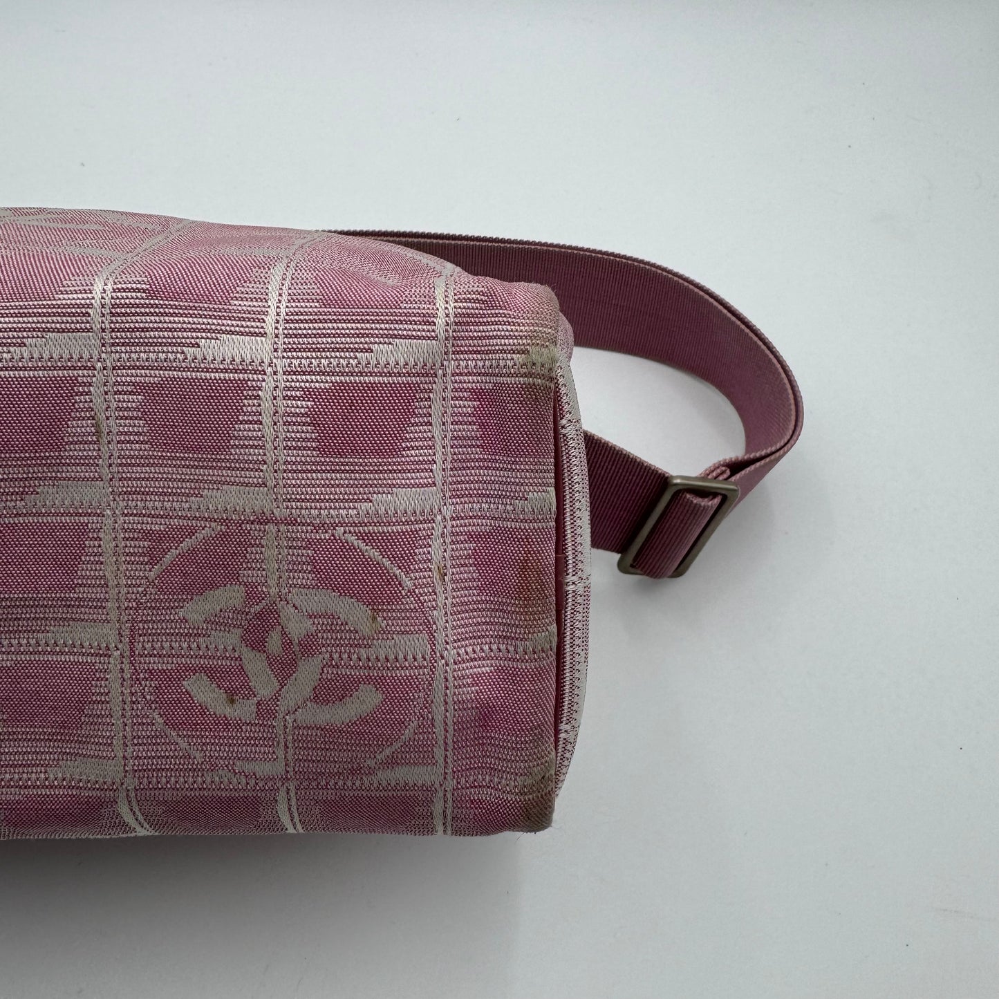 Chanel Pink Travel Line Nylon Vanity Shoulder Sling Bag