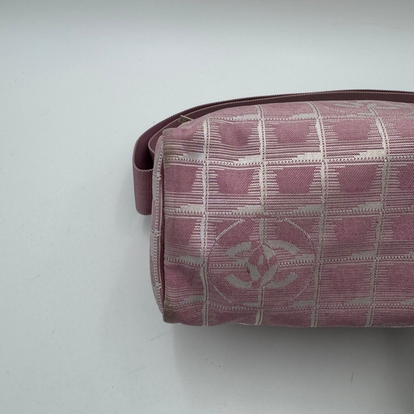 Chanel Pink Travel Line Nylon Vanity Shoulder Sling Bag