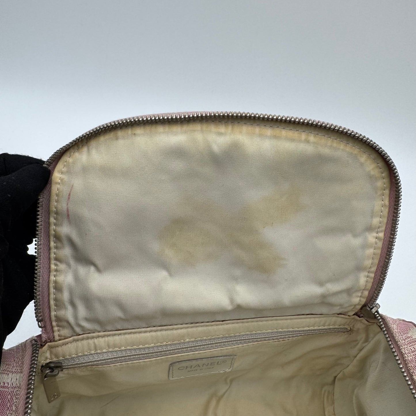 Chanel Pink Travel Line Nylon Vanity Shoulder Sling Bag