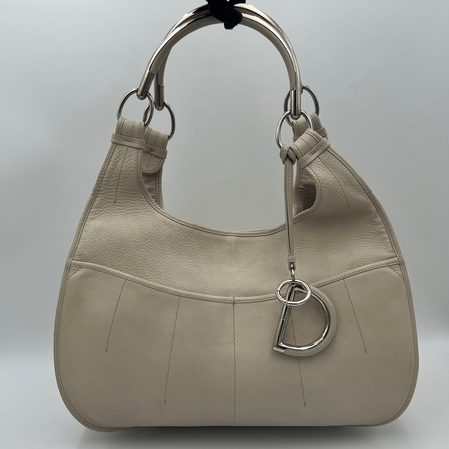 Christian Dior White Leather 61 Hobo Bag