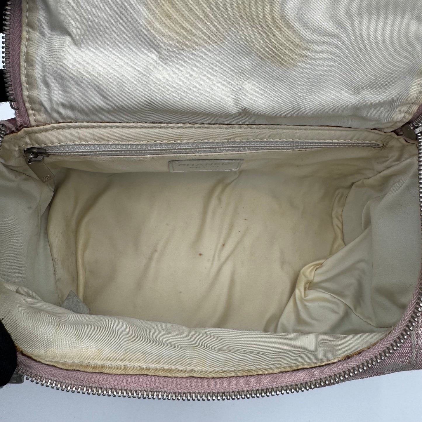 Chanel Pink Travel Line Nylon Vanity Shoulder Sling Bag