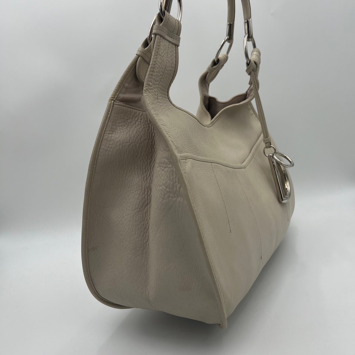 Christian Dior White Leather 61 Hobo Bag