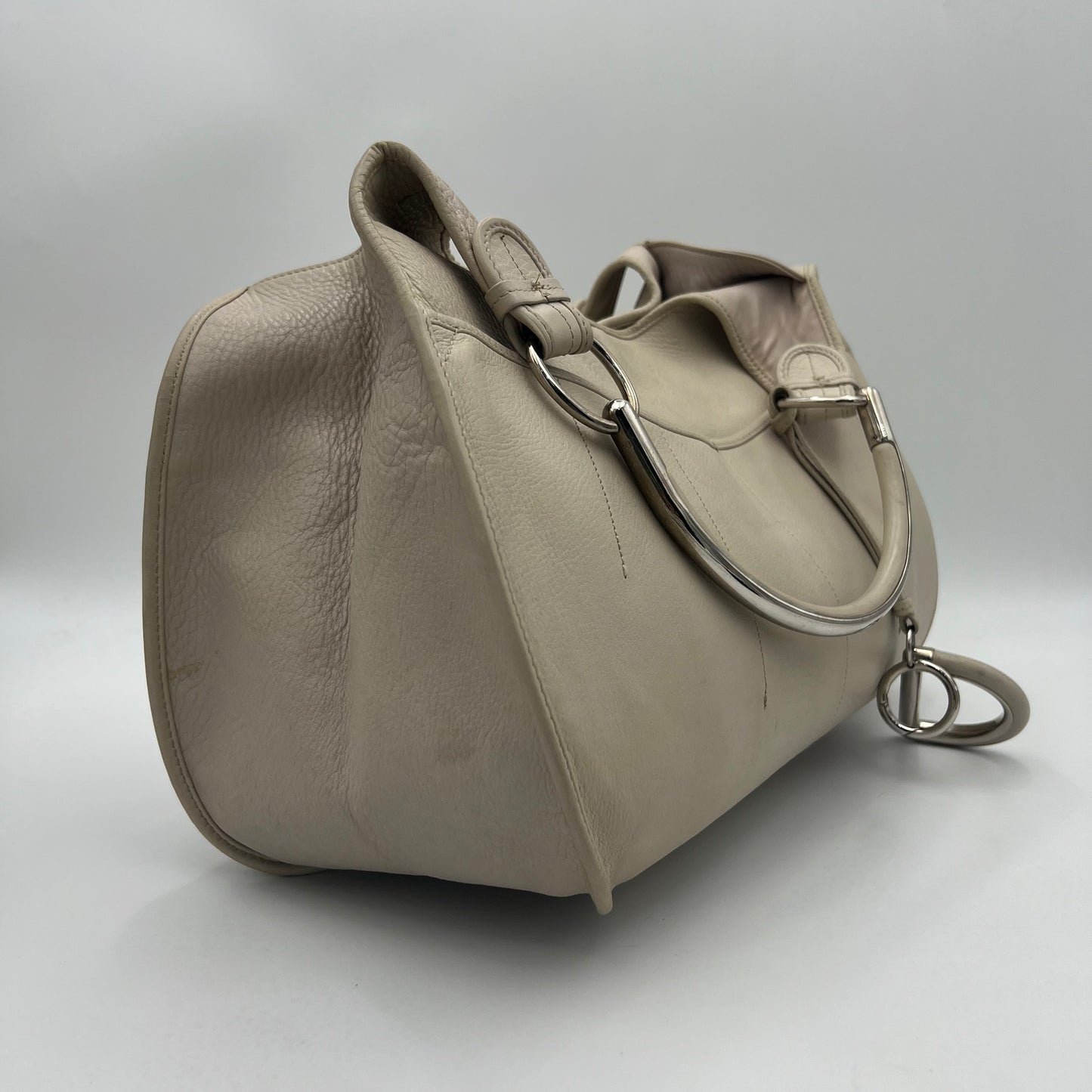 Christian Dior White Leather 61 Hobo Bag