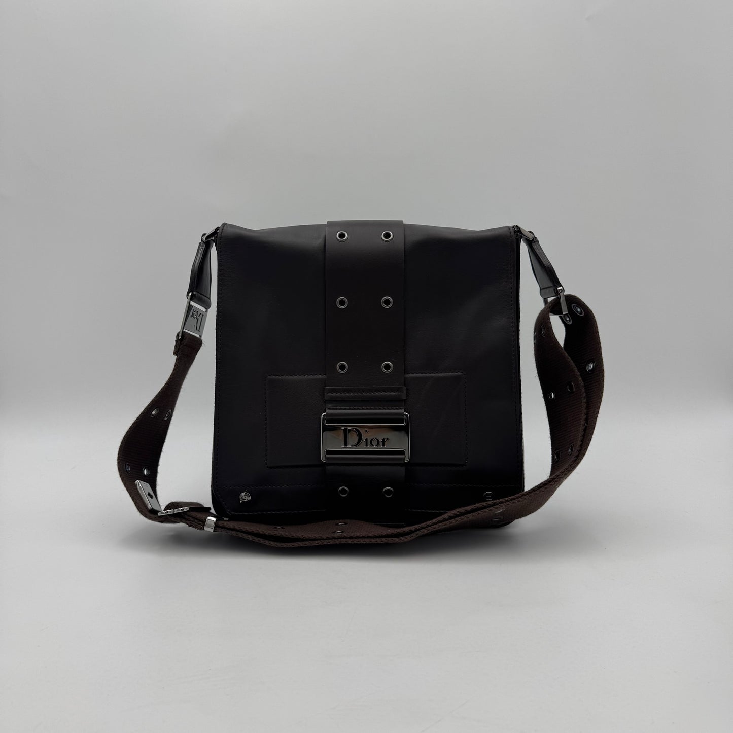 Christian Dior Dark Brown Leather Street Chic Messenger Bag
