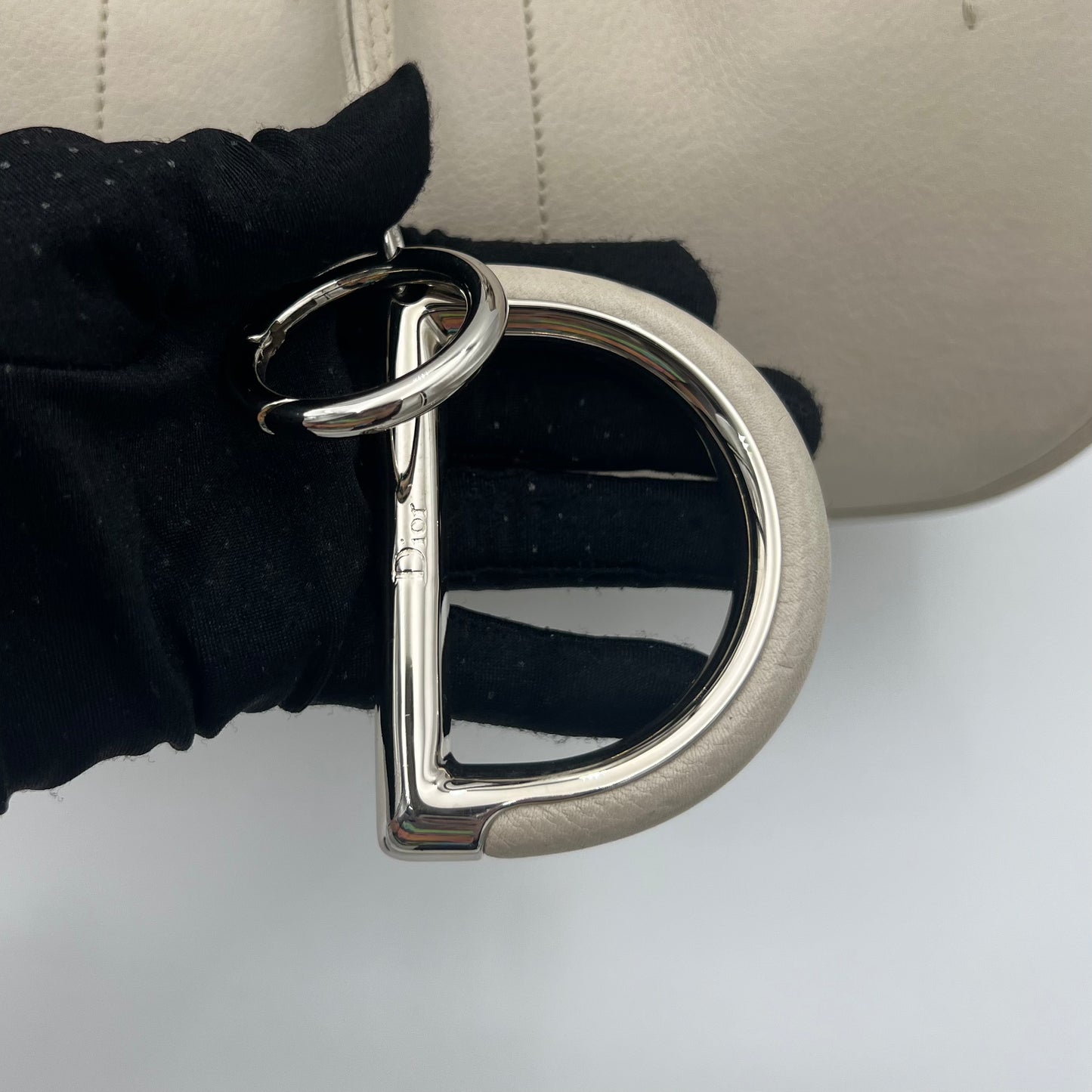 Christian Dior White Leather 61 Hobo Bag