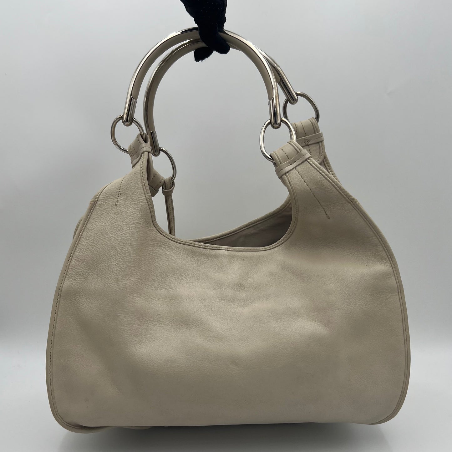 Christian Dior White Leather 61 Hobo Bag