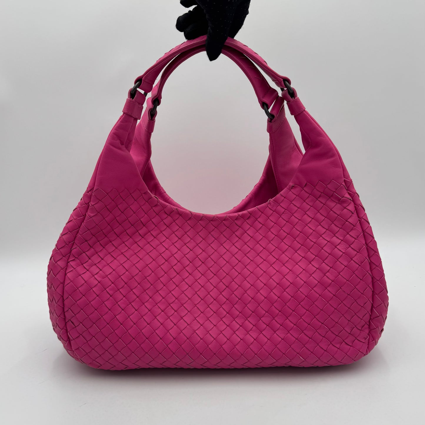 Bottega Veneta Hot Pink Intrecciato Campana Hobo Bag