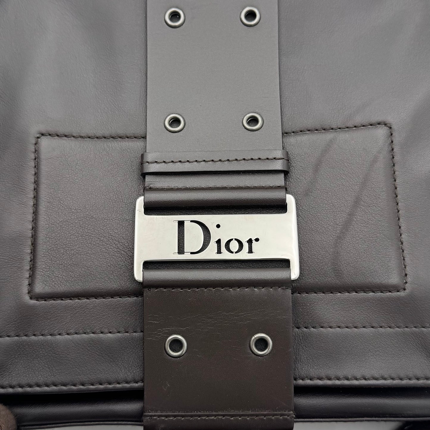 Christian Dior Dark Brown Leather Street Chic Messenger Bag