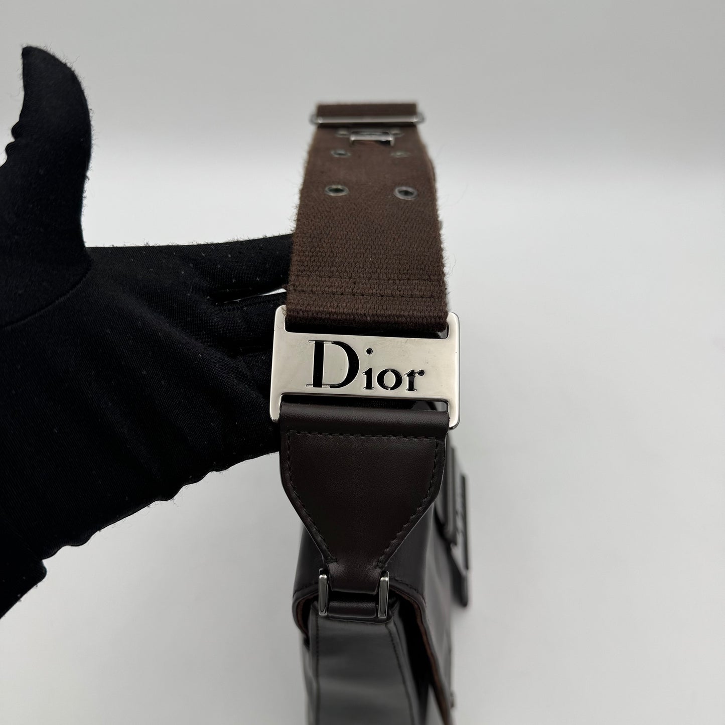 Christian Dior Dark Brown Leather Street Chic Messenger Bag