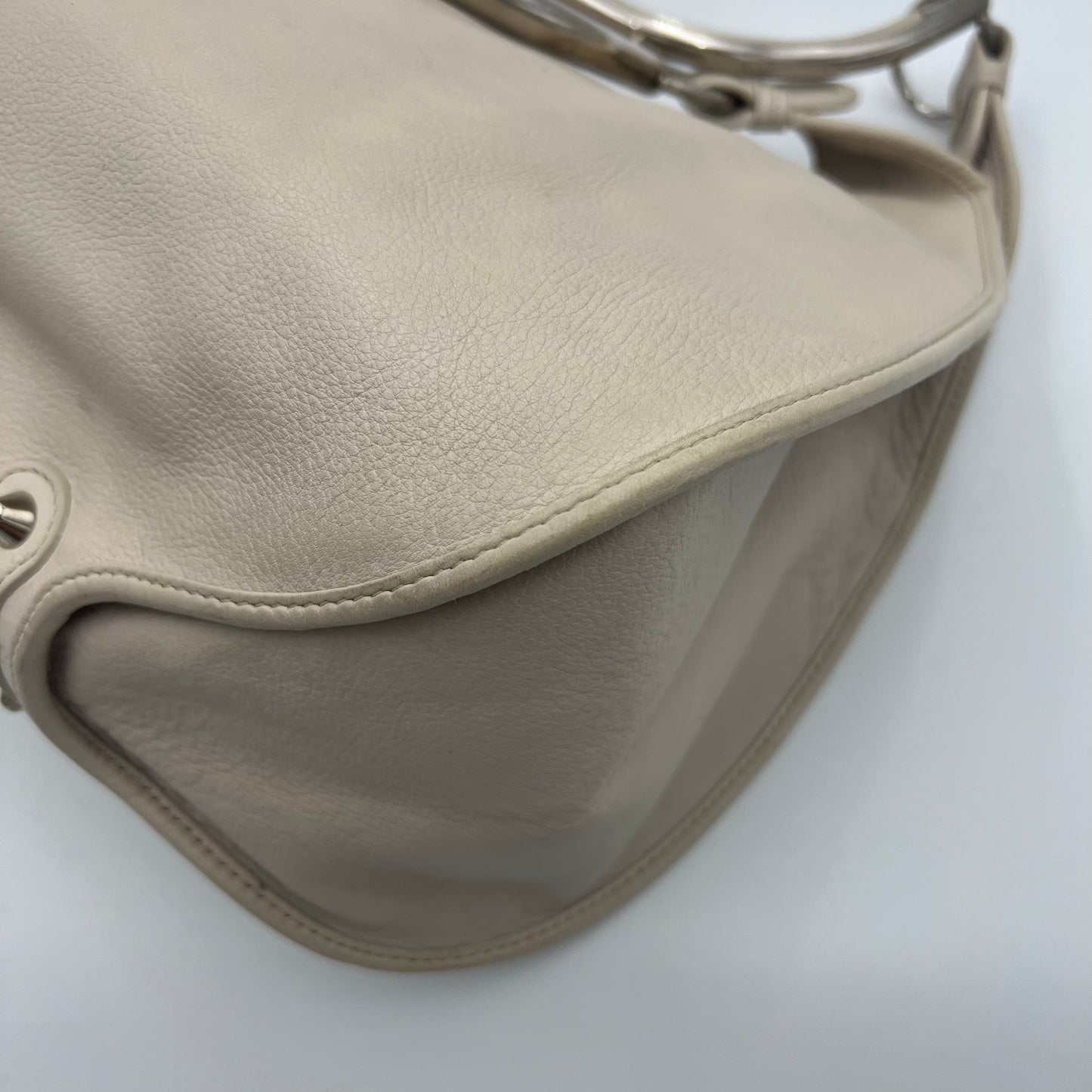 Christian Dior White Leather 61 Hobo Bag