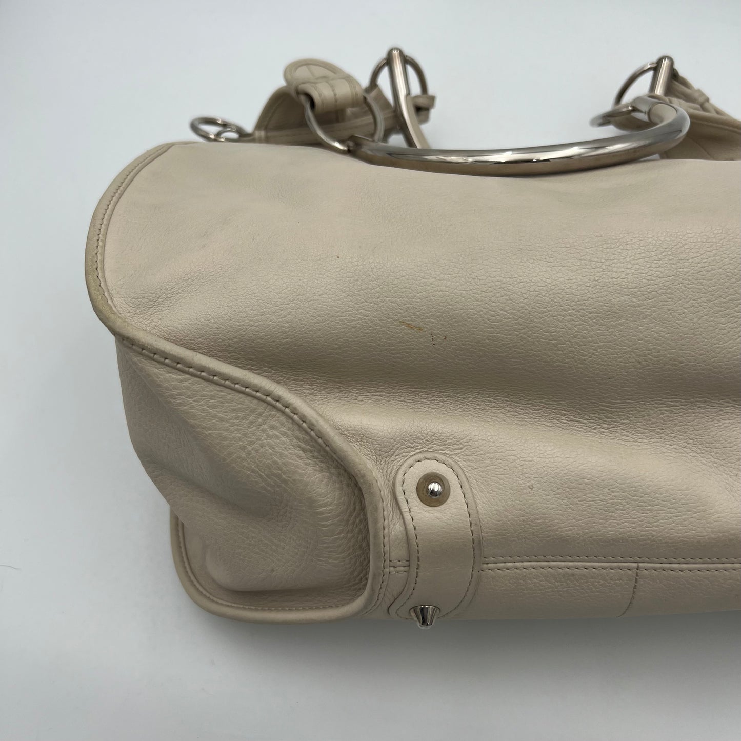 Christian Dior White Leather 61 Hobo Bag