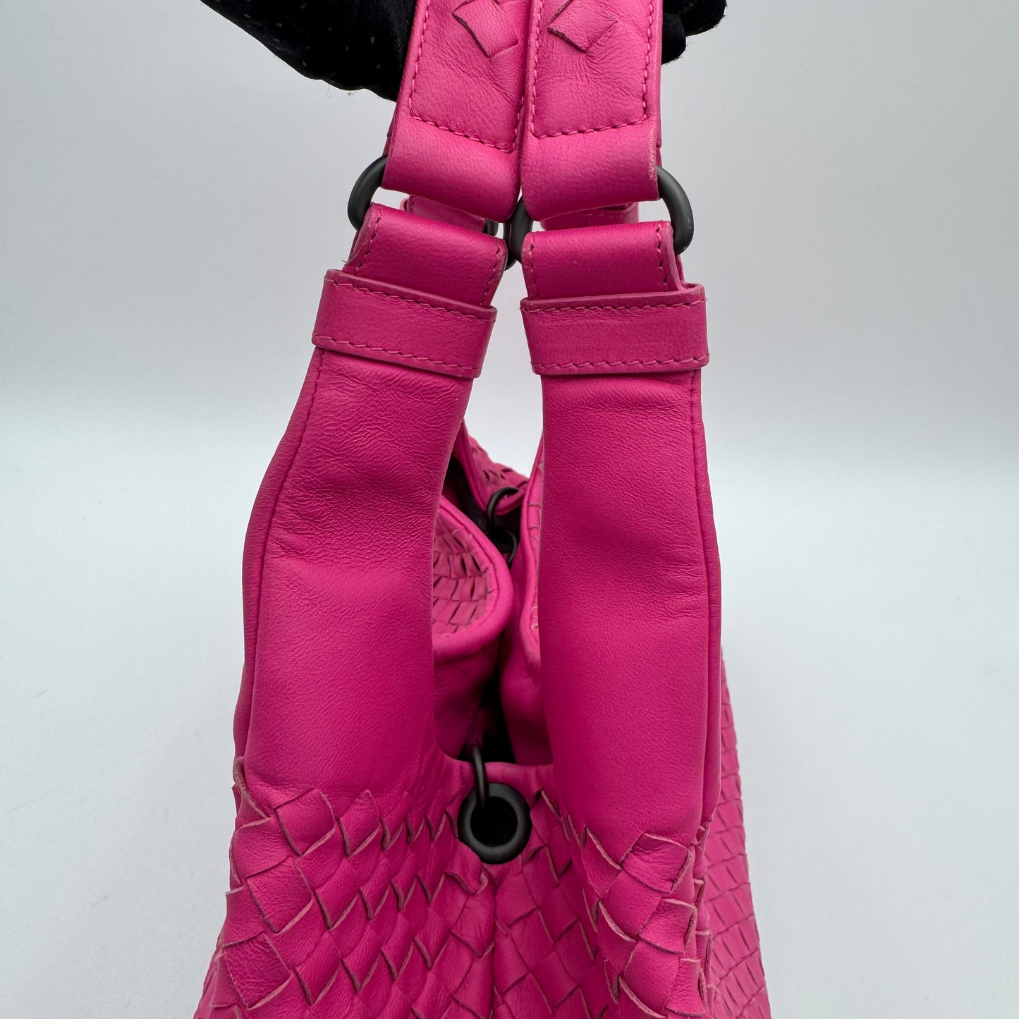 Bottega Veneta Hot Pink Intrecciato Campana Hobo Bag