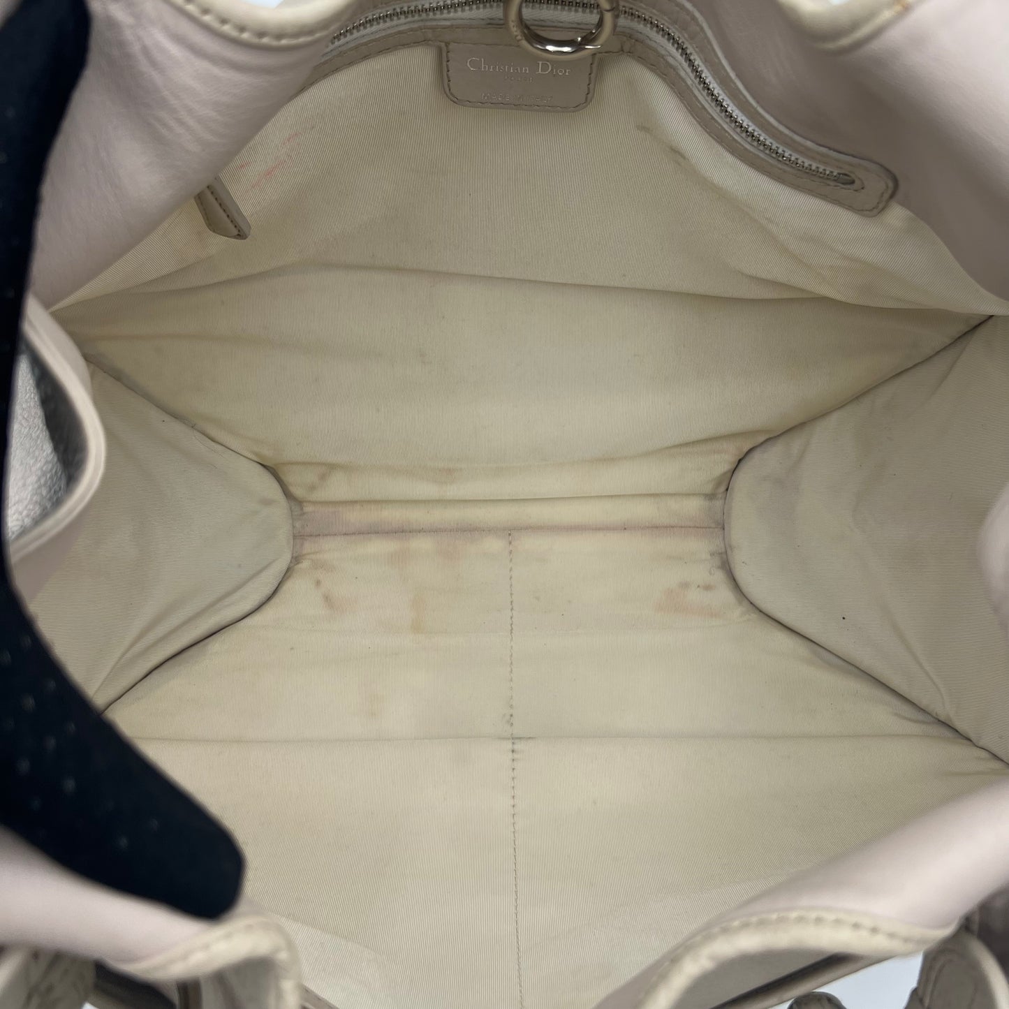 Christian Dior White Leather 61 Hobo Bag