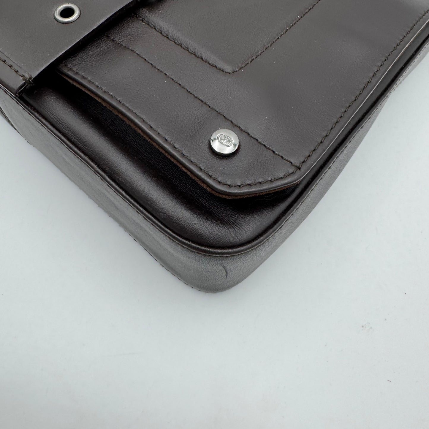 Christian Dior Dark Brown Leather Street Chic Messenger Bag