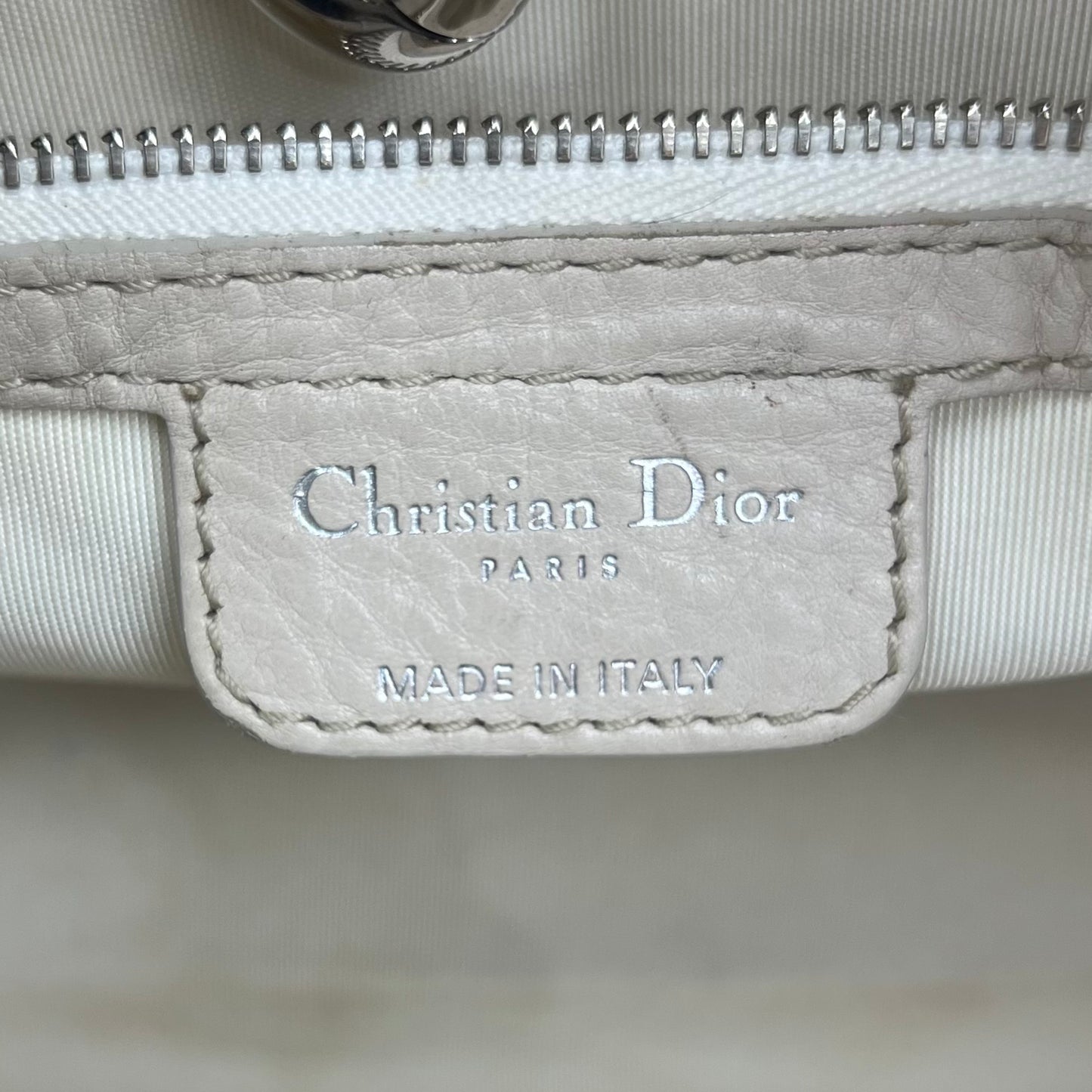 Christian Dior White Leather 61 Hobo Bag