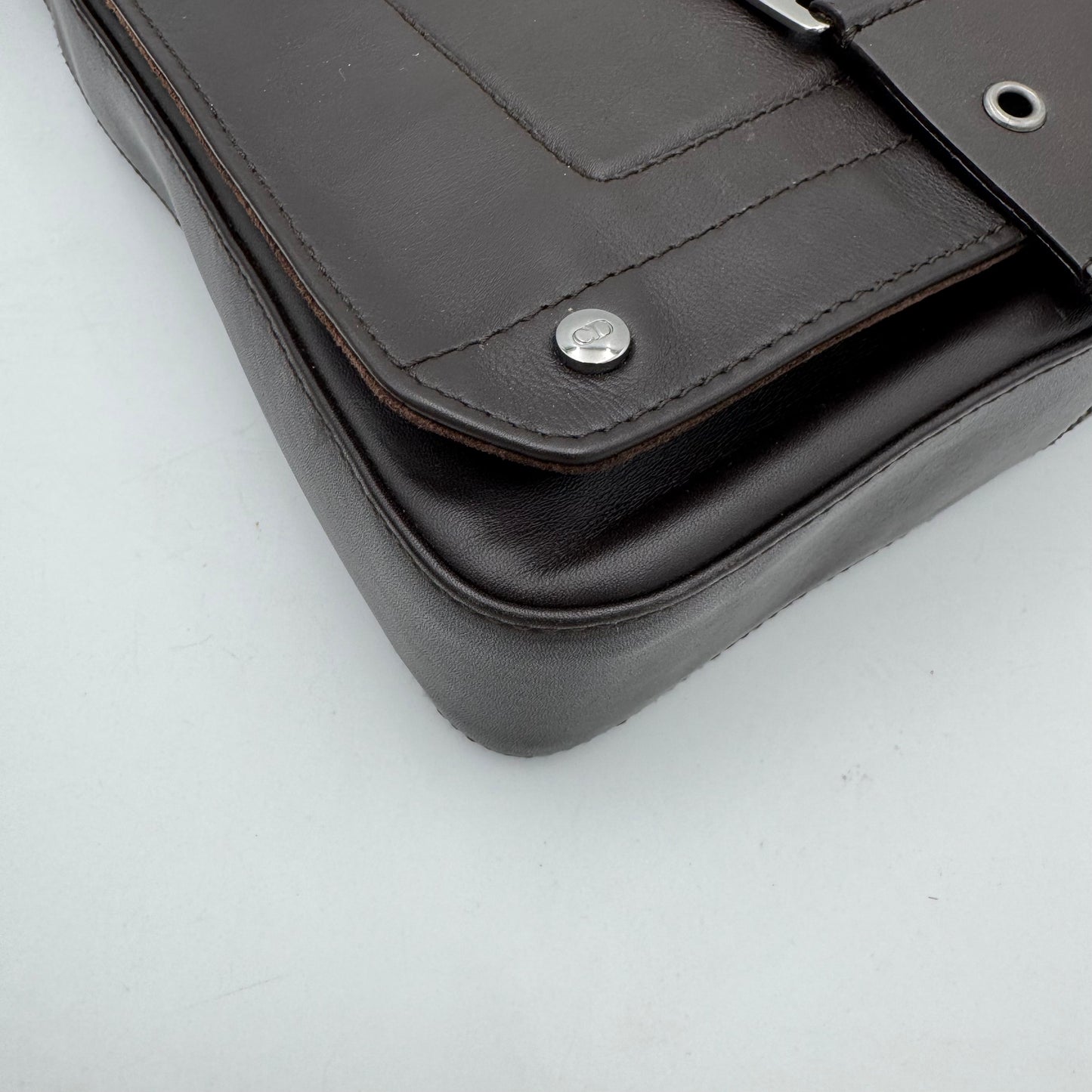 Christian Dior Dark Brown Leather Street Chic Messenger Bag