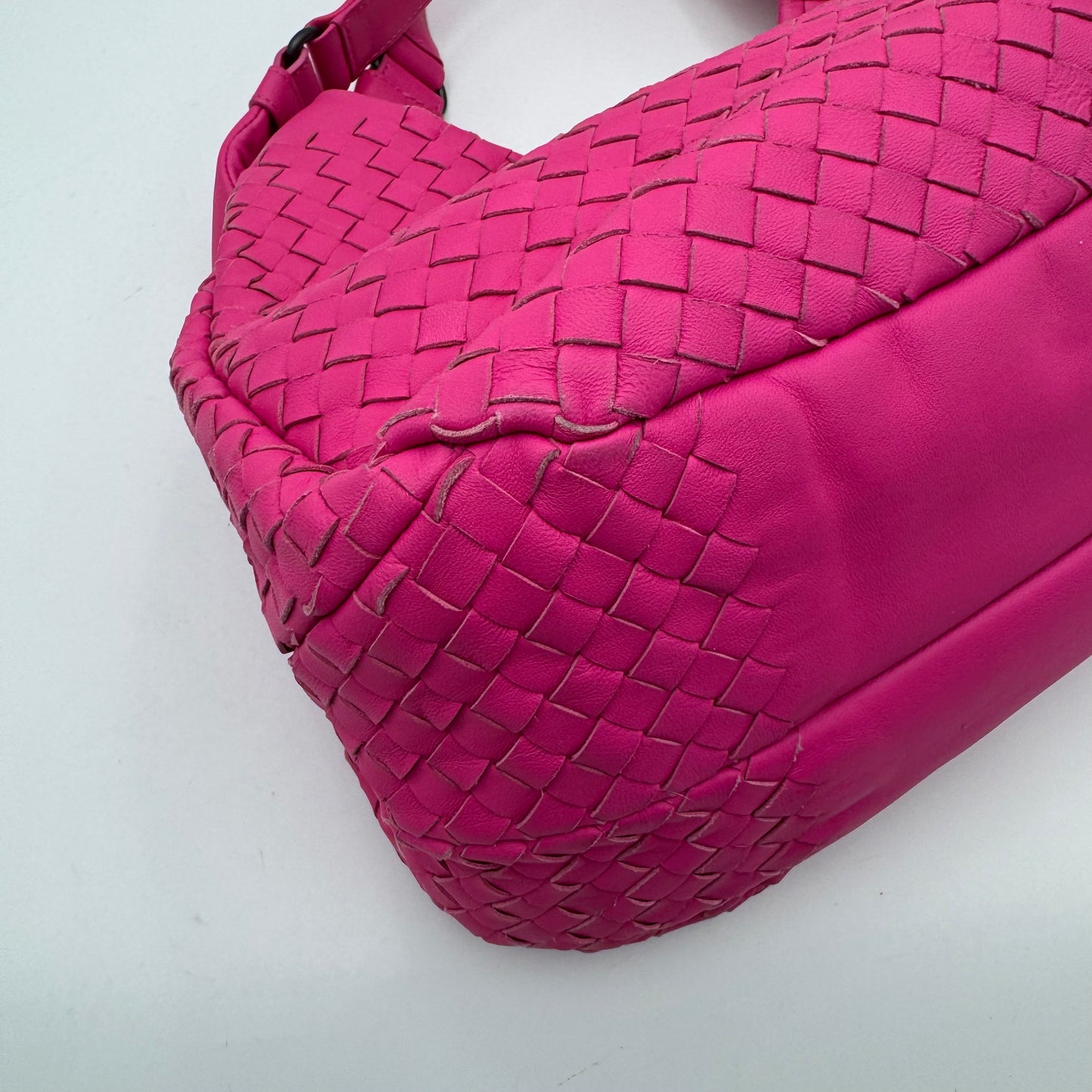 Bottega Veneta Hot Pink Intrecciato Campana Hobo Bag
