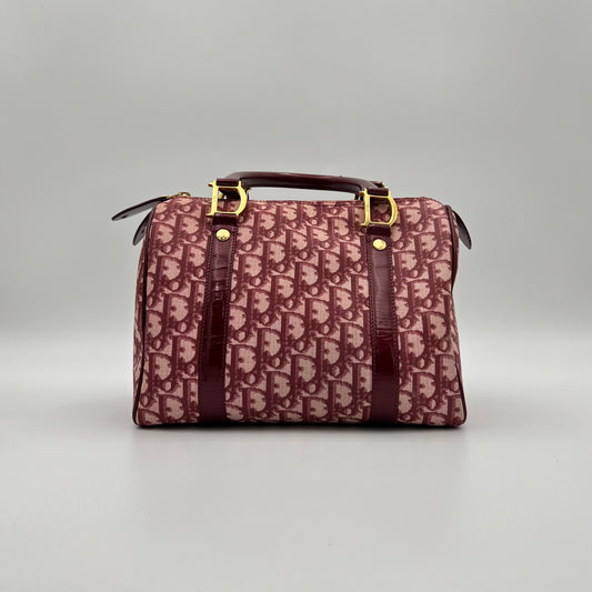Christian Dior Burgundy Trotter PVC an Patent Leather Boston 25 GHW