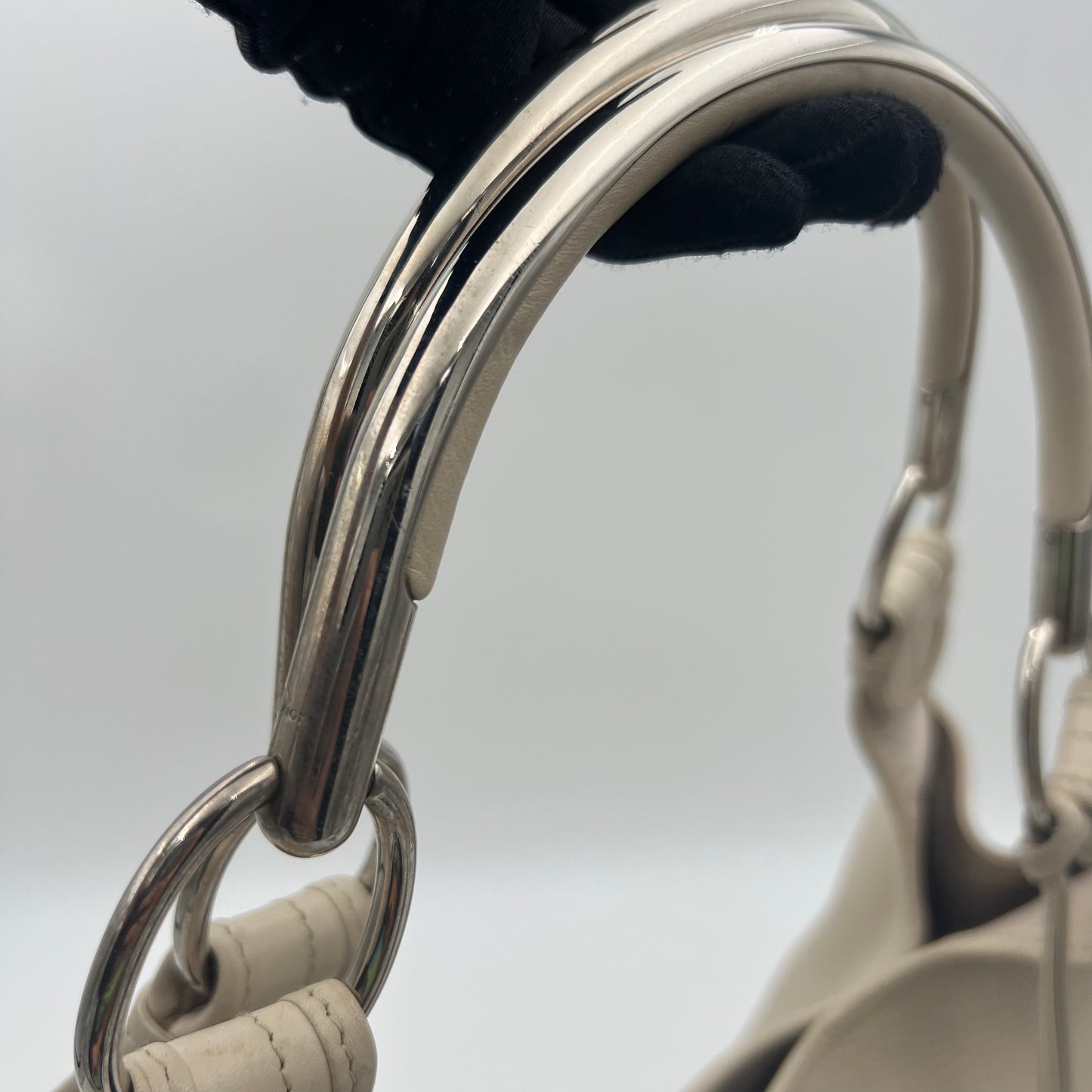 Christian Dior White Leather 61 Hobo Bag