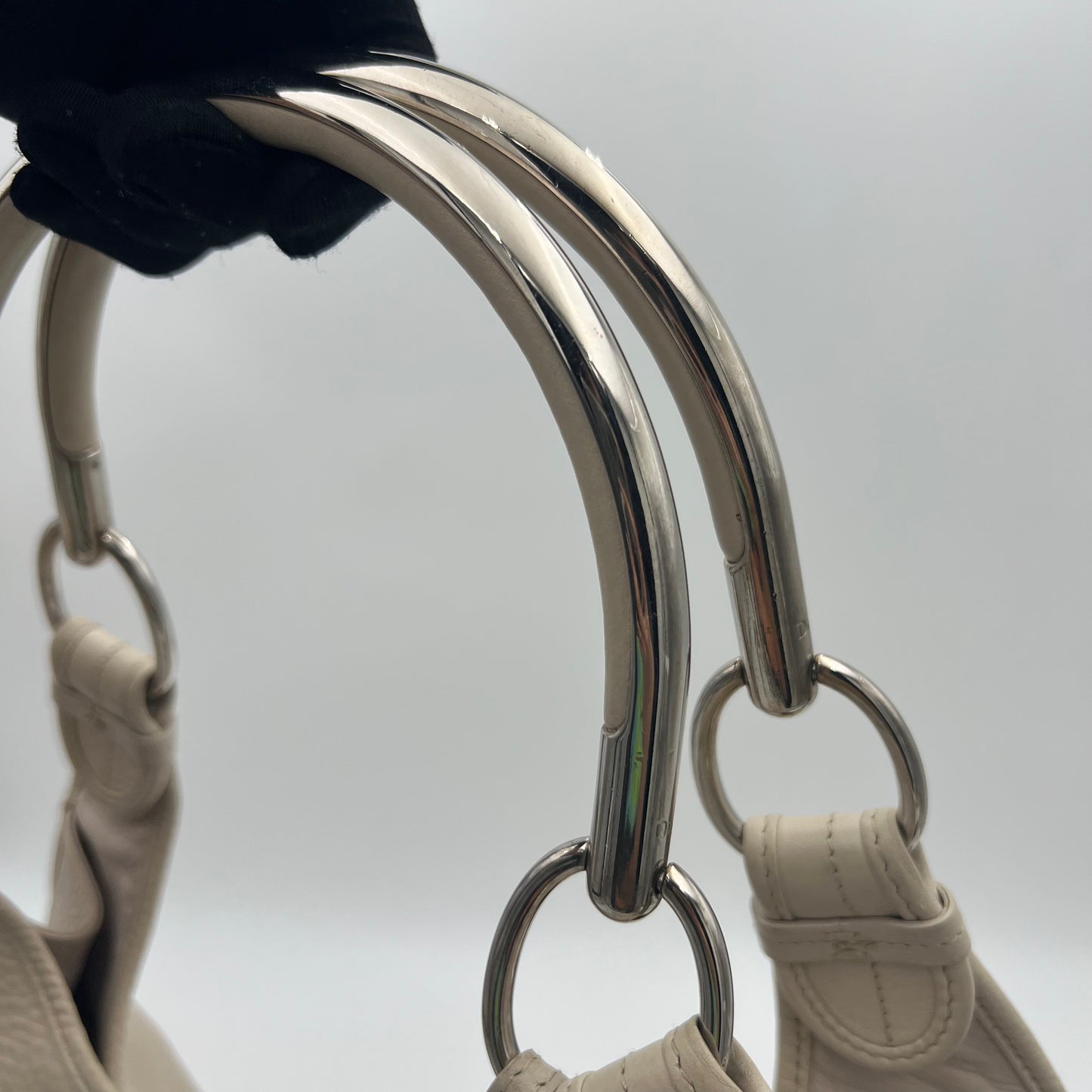 Christian Dior White Leather 61 Hobo Bag