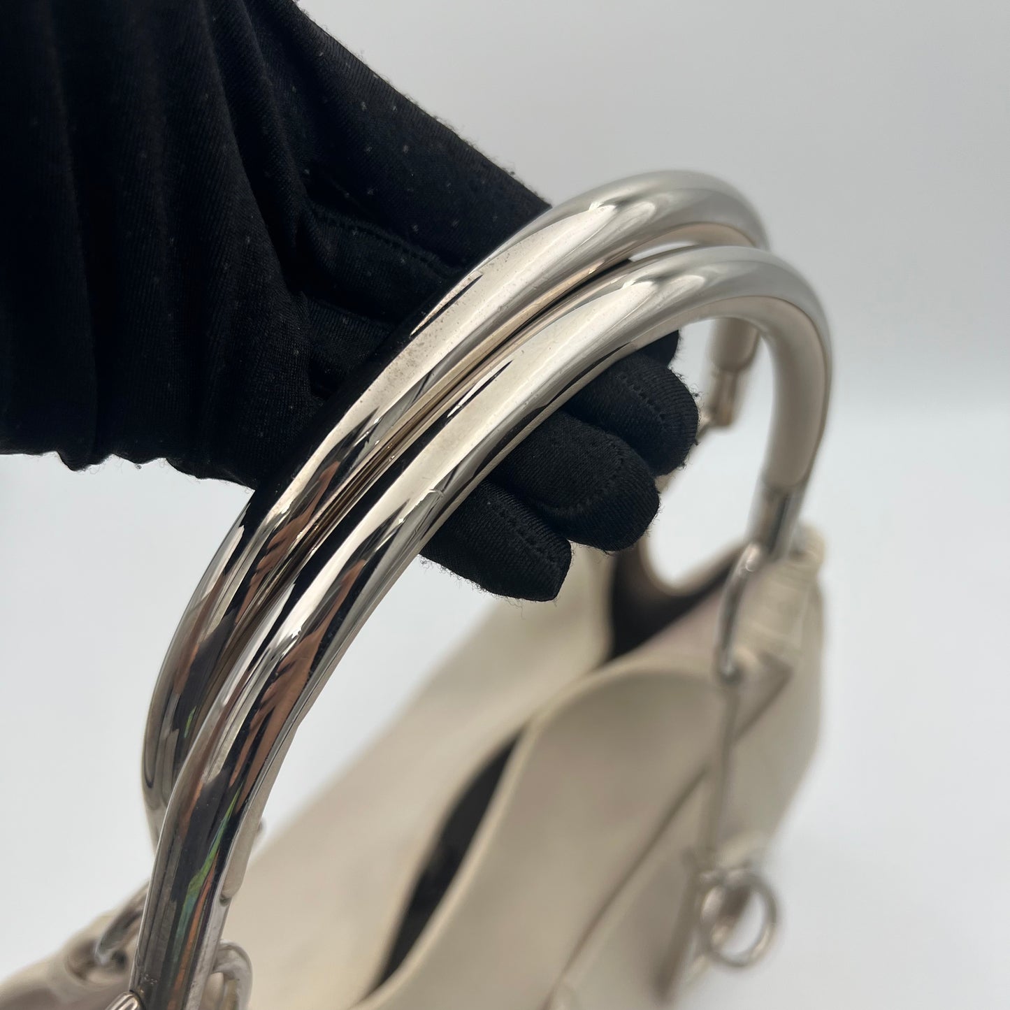 Christian Dior White Leather 61 Hobo Bag