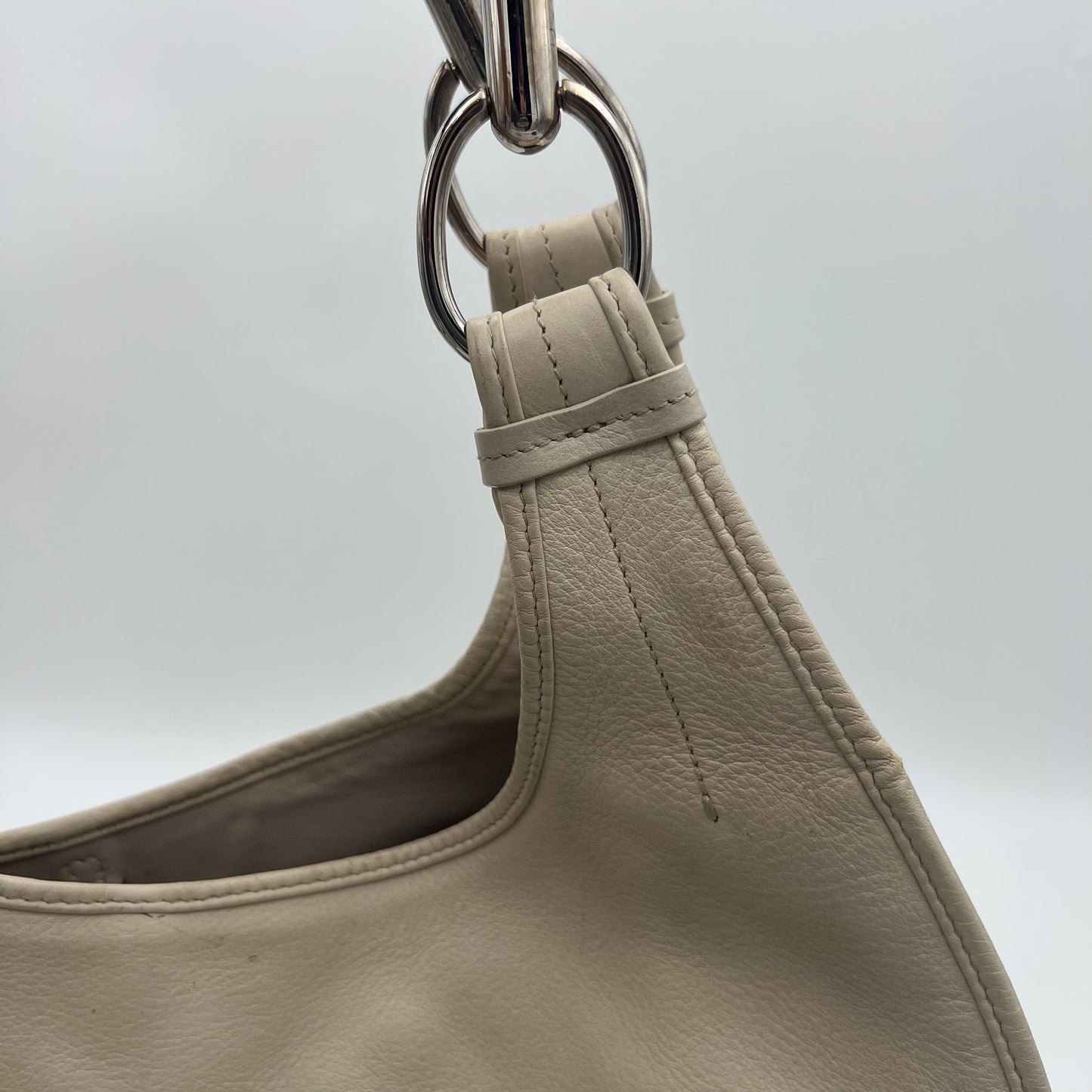 Christian Dior White Leather 61 Hobo Bag
