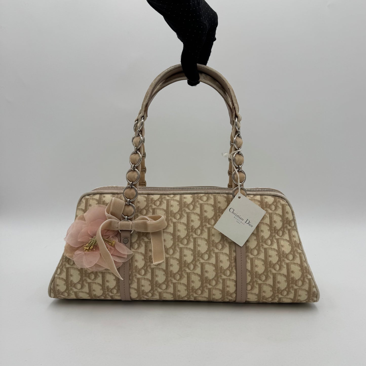 Christian Dior Beige Romantique Trotter Boston Shoulder Bag