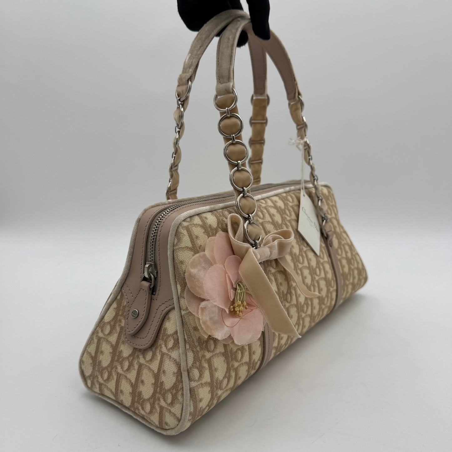 Christian Dior Beige Romantique Trotter Boston Shoulder Bag