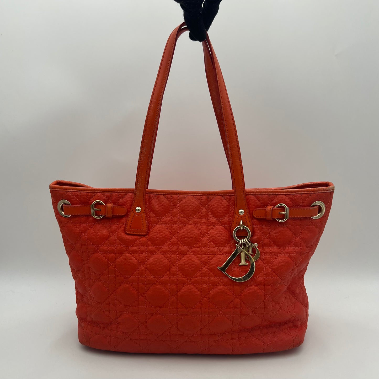 Christian Dior Orange Coated Canvas Medium Panarea Tote