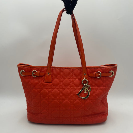 Christian Dior Orange Coated Canvas Medium Panarea Tote
