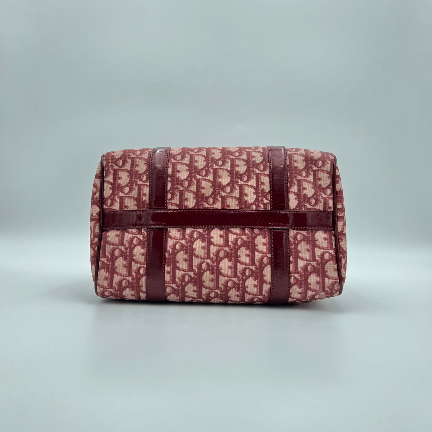 Christian Dior Burgundy Trotter PVC an Patent Leather Boston 25 GHW