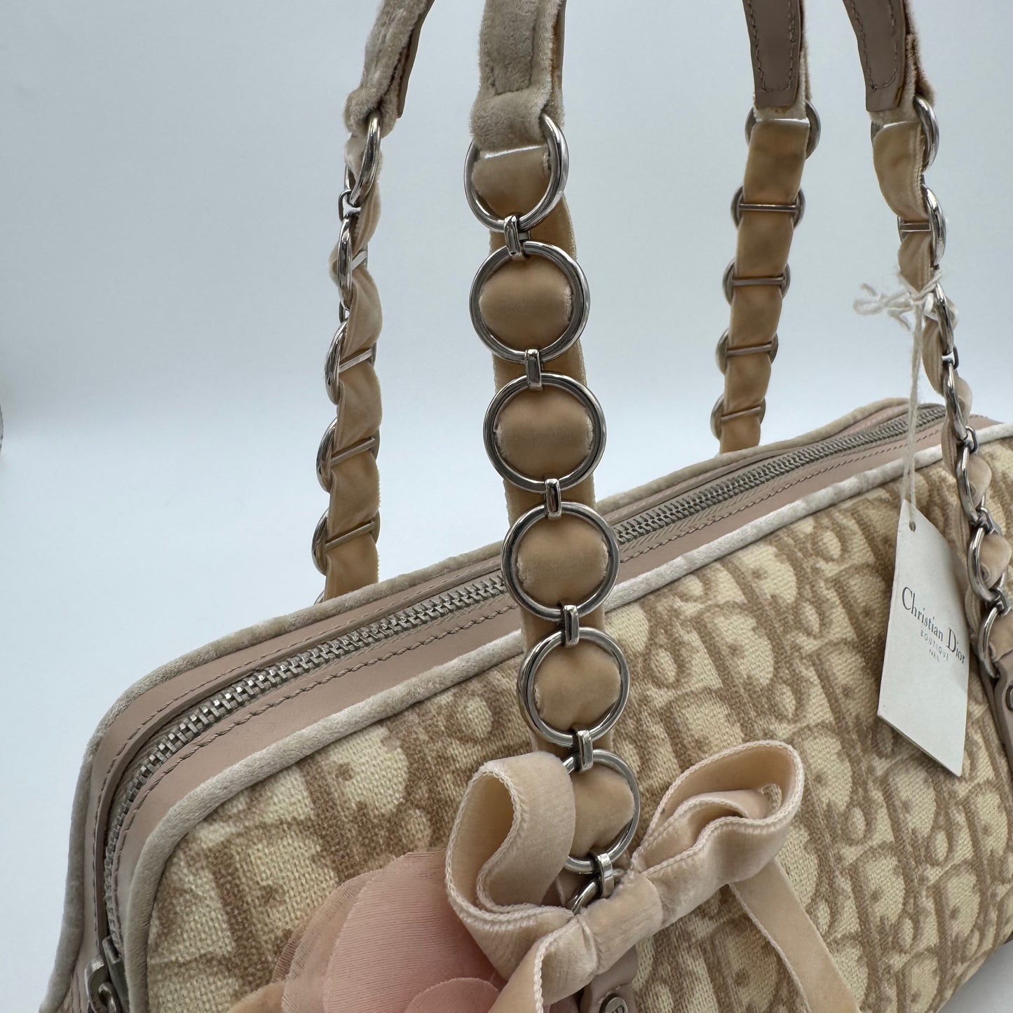 Christian Dior Beige Romantique Trotter Boston Shoulder Bag