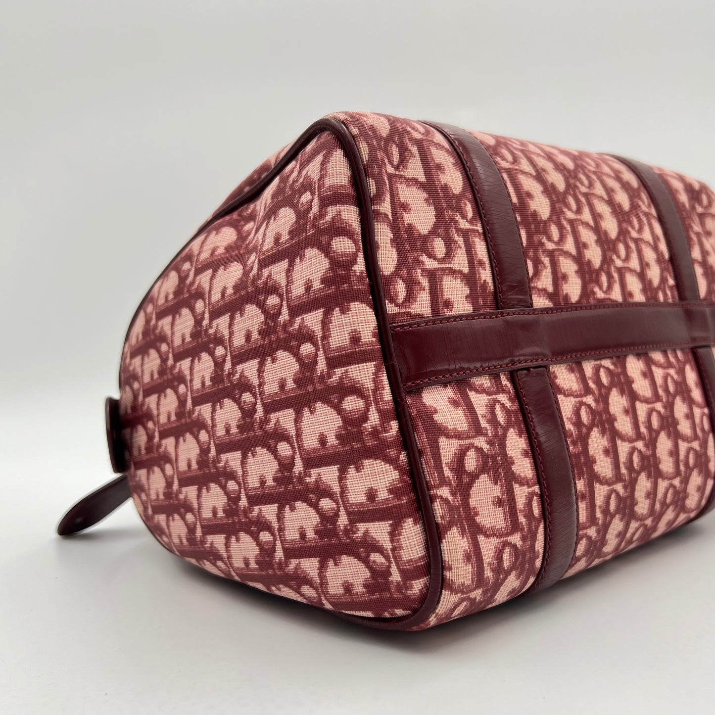 Christian Dior Burgundy Trotter PVC an Patent Leather Boston 25 GHW