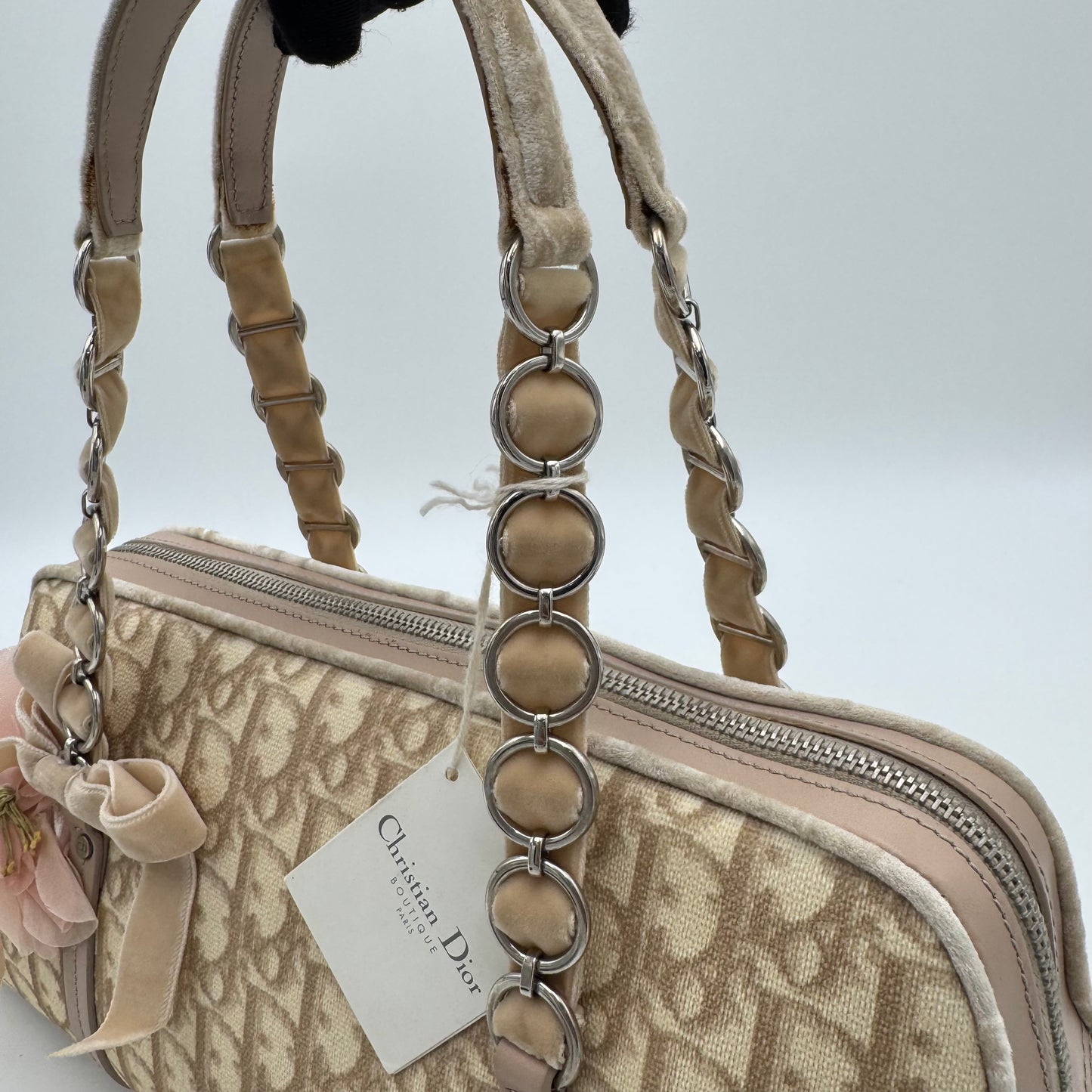 Christian Dior Beige Romantique Trotter Boston Shoulder Bag