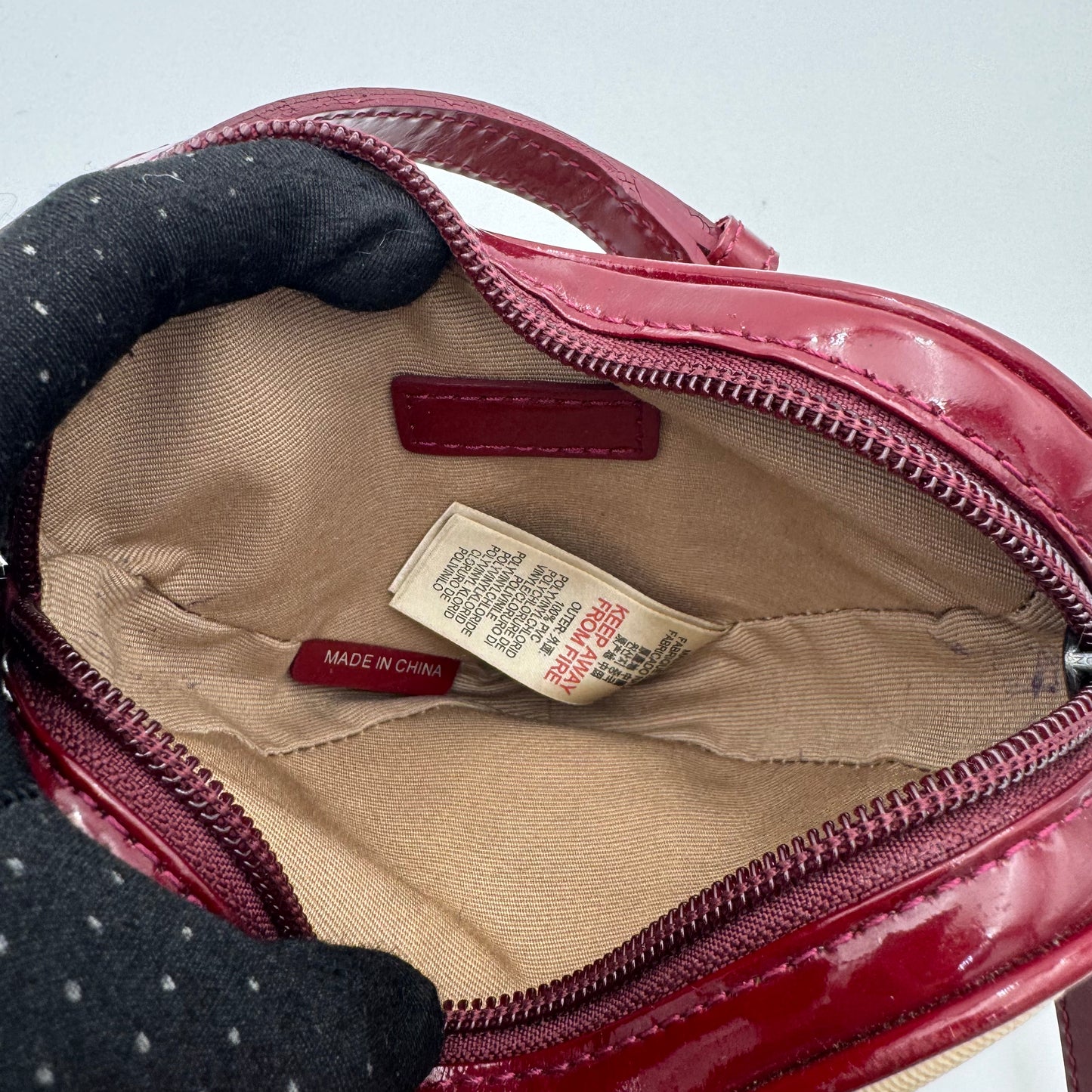 Burberry Burgundy Leather Nova Check Heart Mini Crossbody
