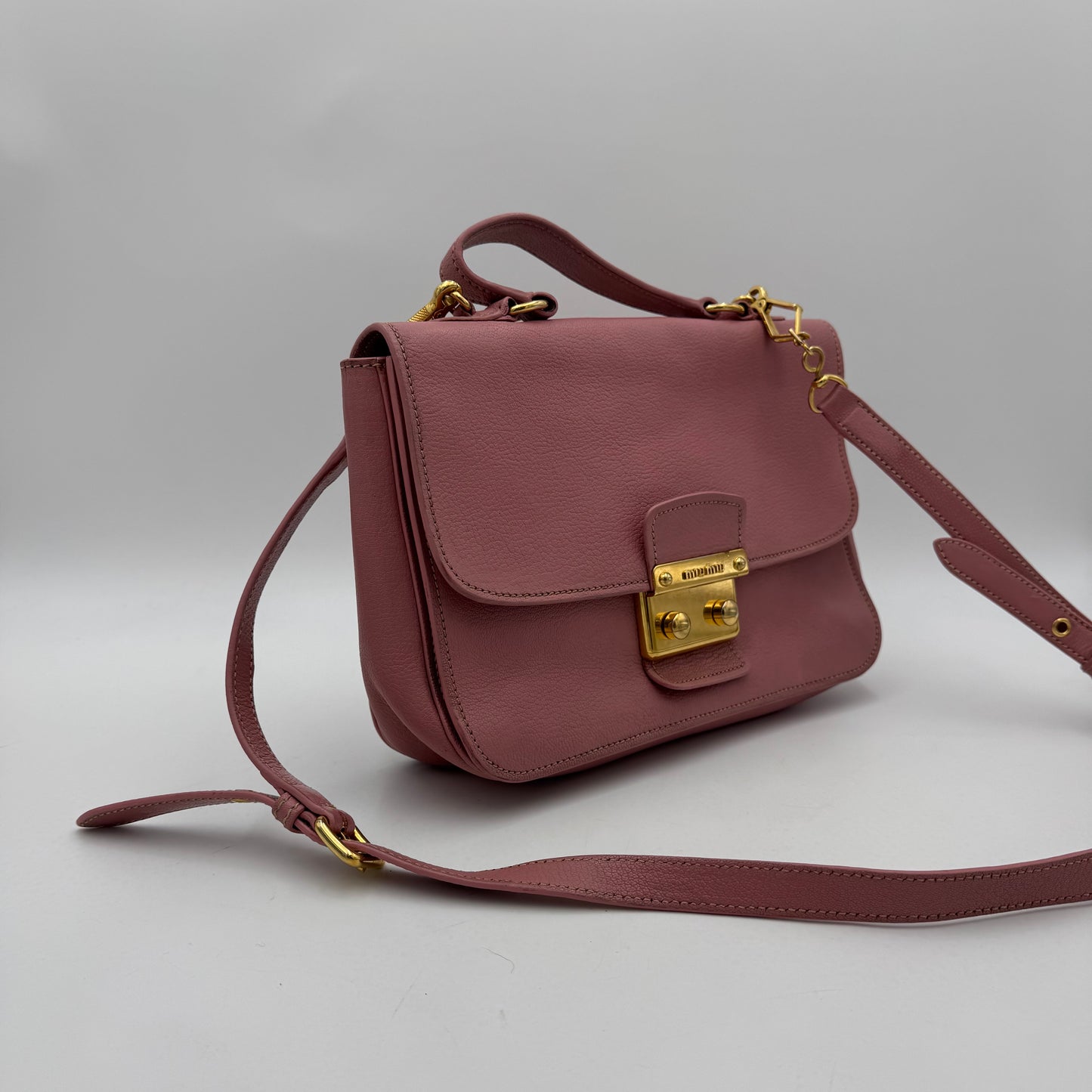 Miu Miu Pink Madras Leather Handbag GHW