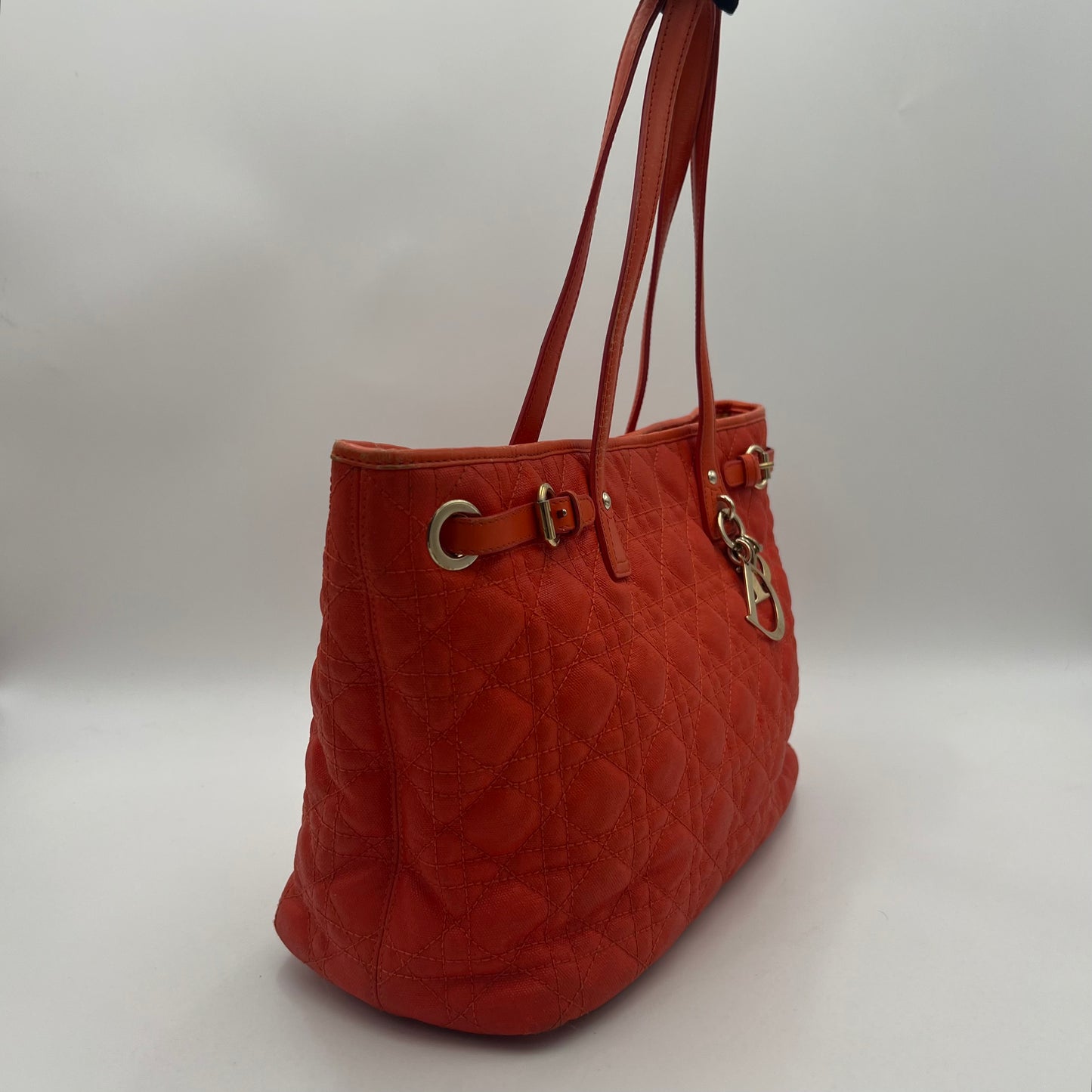 Christian Dior Orange Coated Canvas Medium Panarea Tote