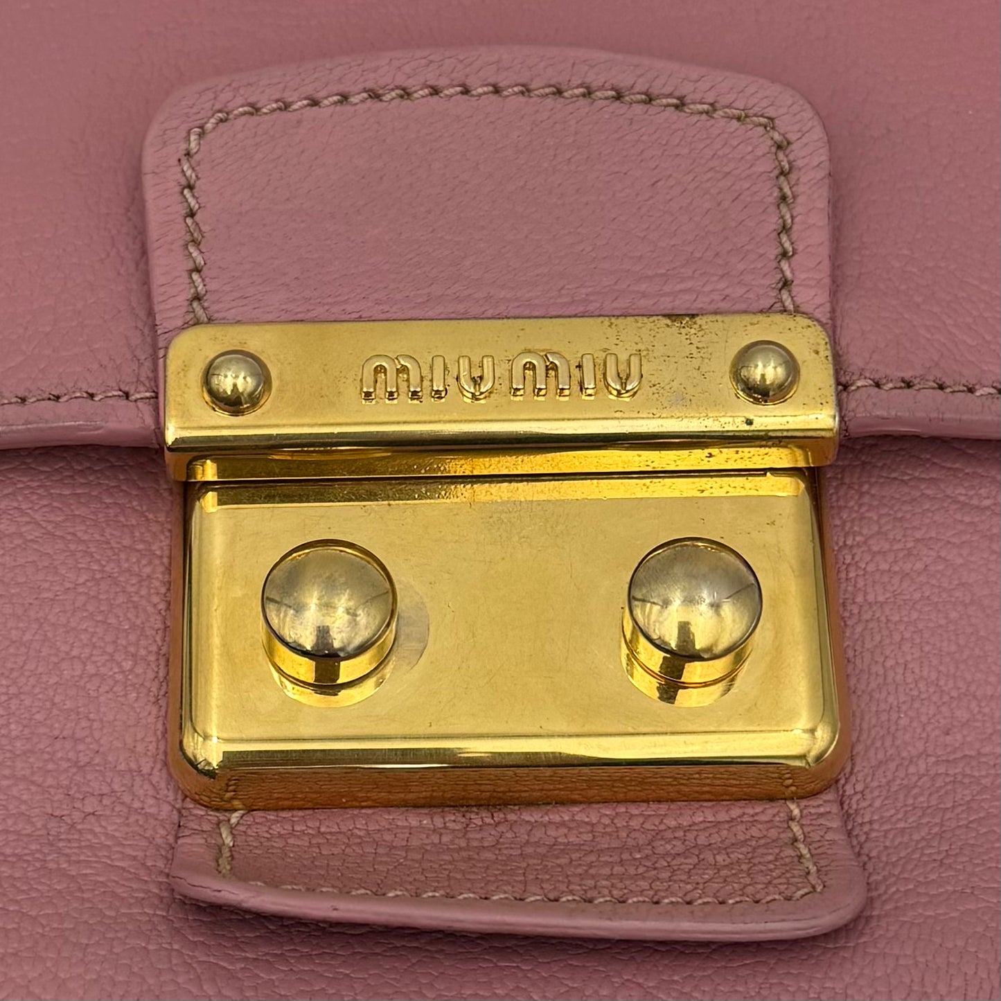 Miu Miu Pink Madras Leather Handbag GHW