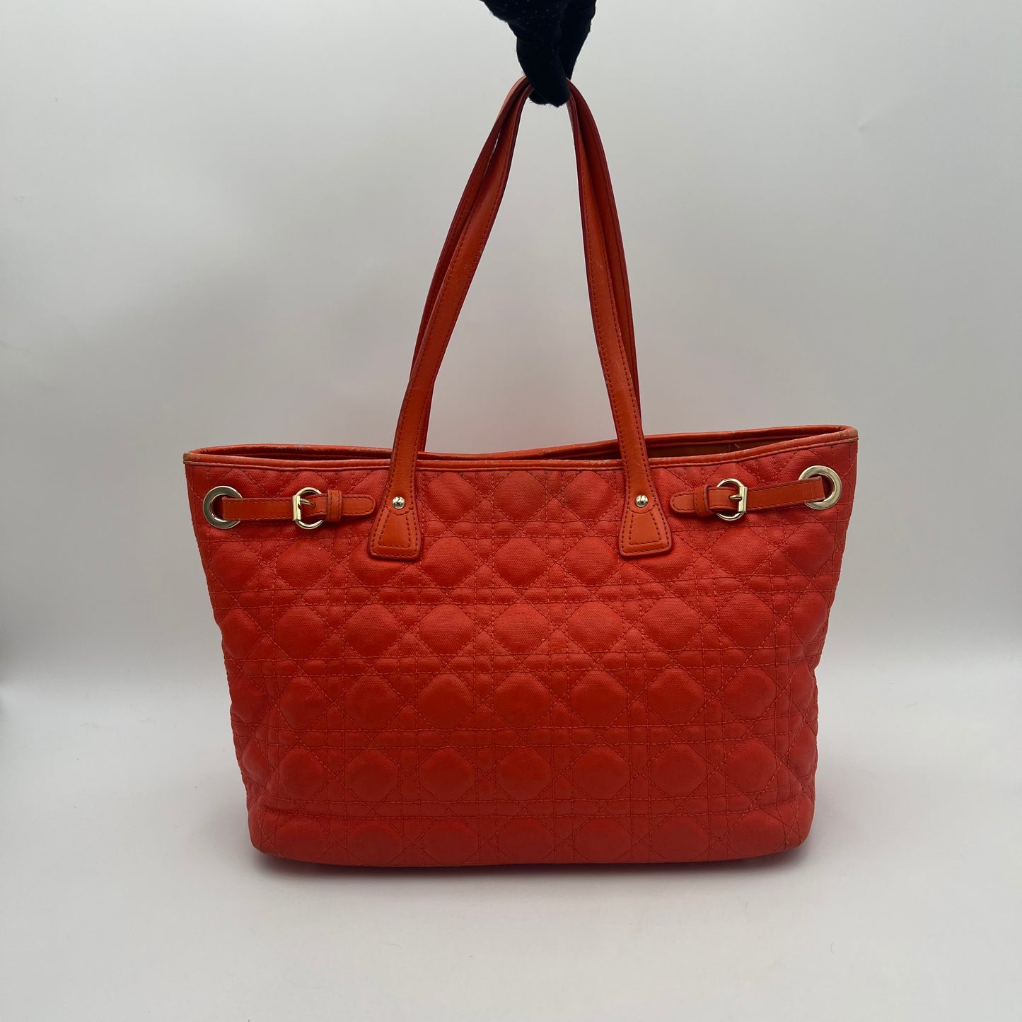 Christian Dior Orange Coated Canvas Medium Panarea Tote